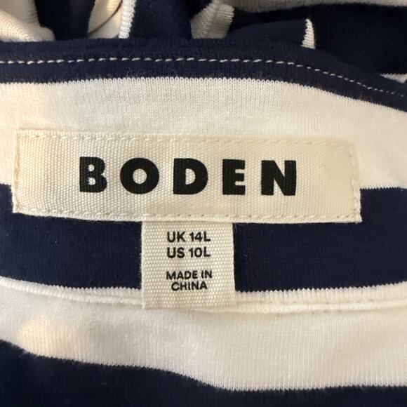 Boden Olympia Jersey Maxi Dress Size 10 L French Navy Ivory Stripe Pocket V-Neck - Picture 7 of 9